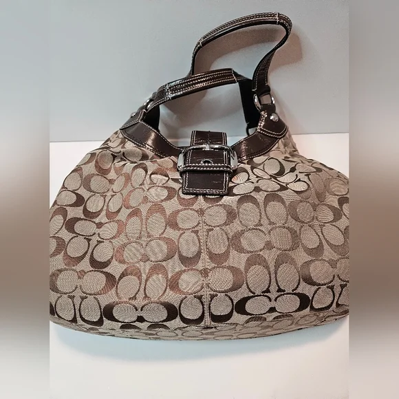 Vintage Coach Signature Soho Shoulder Hobo Bag Brown/Khaki Purse F15083 - Picture 11 of 16